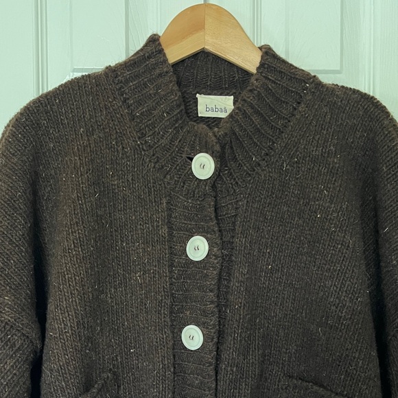 Babaa cardigan no11 earth Brown Wool Button-Up Cardigan - OS - Picture 5 of 12